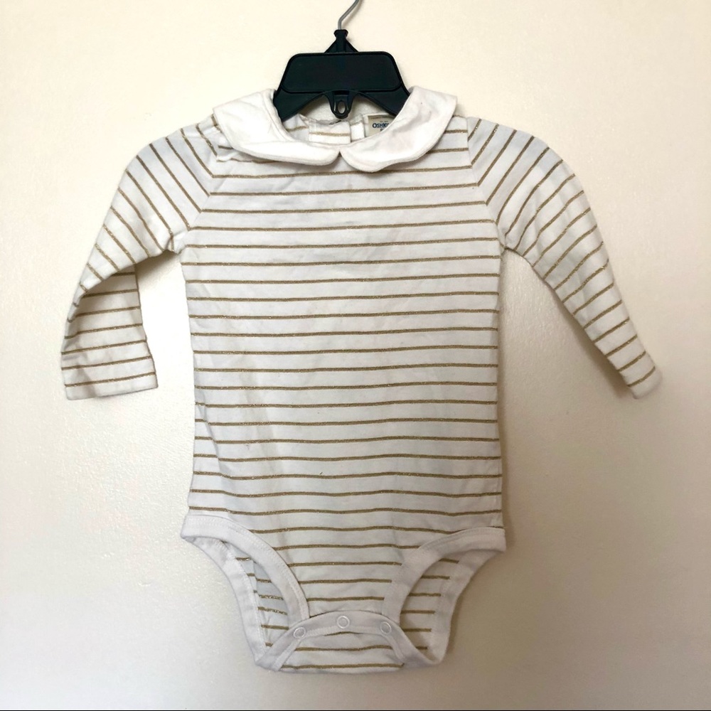Gold Striped Onsie with Peter Pan Collar